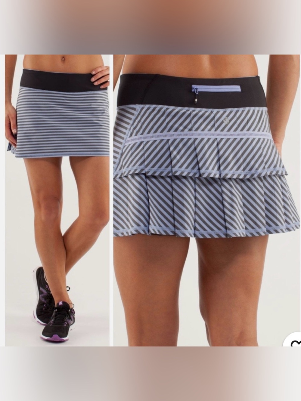 Lululemon Run: Pace Setter Skirt size 10 
Classic Stripe Polar Haze Black